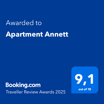 Booking.com Traveller Review Award 2025, Apartment Annett, 9,1 von 10