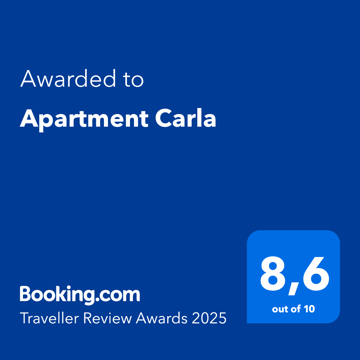 Booking.com Traveller Review Award 2025, Apartment Carla, 8,6 von 10